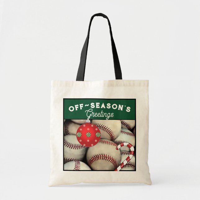 Baseball Christmas Holiday Gift Tote Bag (Front)