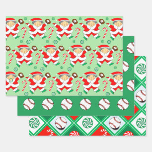 Baseball Christmas Holiday Gift Wrapping Paper