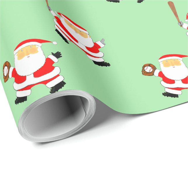 Baseball Christmas Holiday Gift Wrapping Paper (Roll Corner)