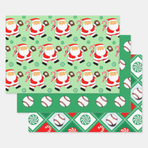 Baseball Christmas Holiday Gift Wrapping Paper