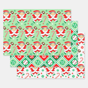 Baseball Christmas Holiday Gift Wrapping Paper