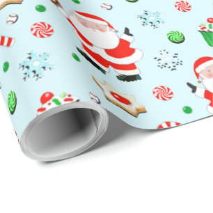 Baseball Christmas Holiday Gift Wrapping Paper