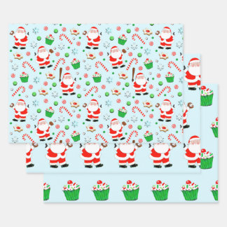 Baseball Christmas Holiday Gifts Wrapping Paper Sheet