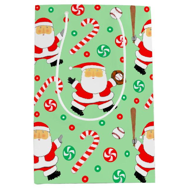 Baseball Christmas Holiday Medium Gift Bag (Front)