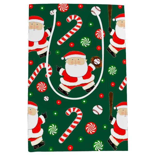 Baseball Christmas Holiday Medium Gift Bag (Front)