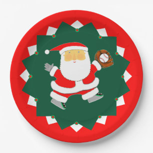 Baseball Christmas Holiday Paper Plate