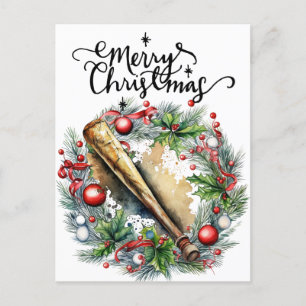 Baseball Christmas  Holiday Postcard