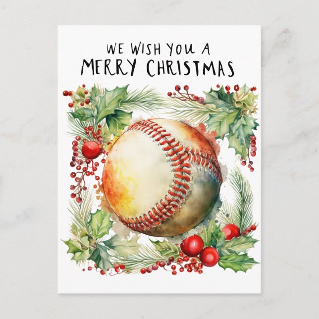 Baseball Christmas  Holiday Postcard (Front)