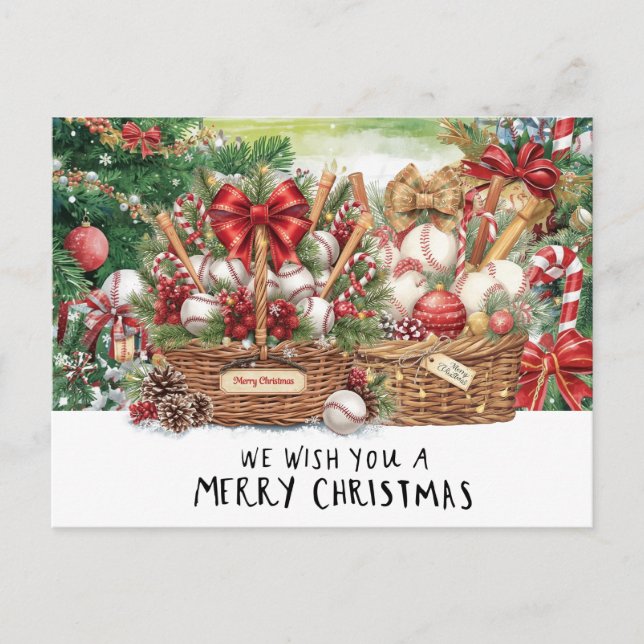 Baseball Christmas  Holiday Postcard (Front)
