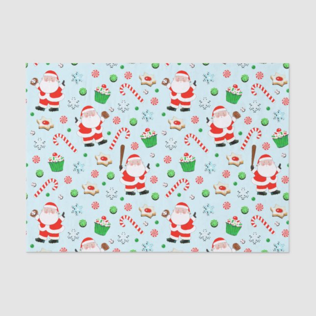 Baseball Christmas Holiday Tissue Paper (Front)
