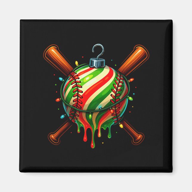 Baseball Christmas Ice Cream Drip Baseball Dripng  Magnet (Front)