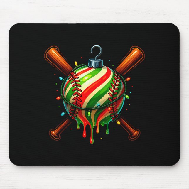Baseball Christmas Ice Cream Drip Baseball Dripng  Mouse Mat (Front)