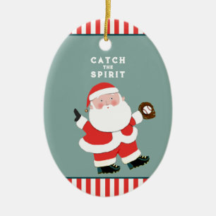 Baseball Christmas Keepsake Ceramic Tree Decoration