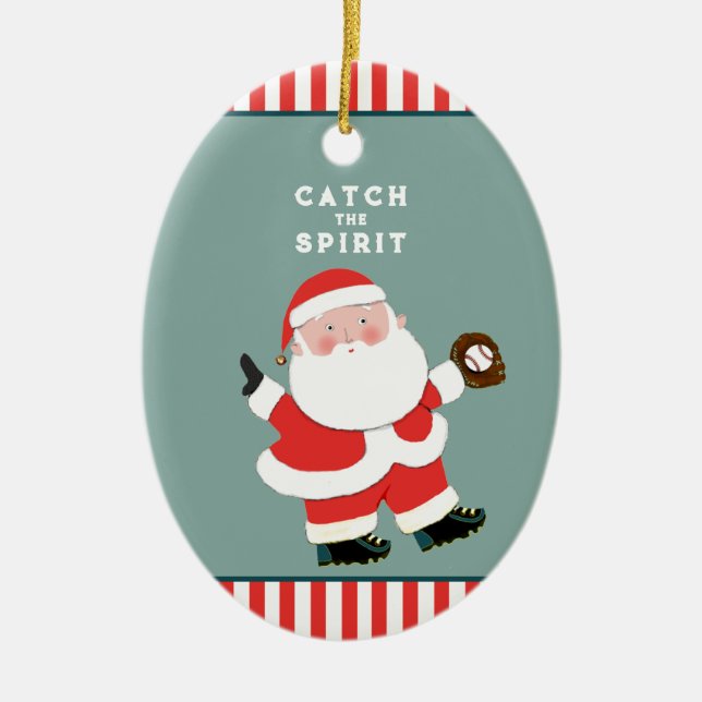 Baseball Christmas Keepsake Ceramic Tree Decoration (Front)