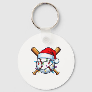 Baseball Christmas Lights Santa Christmas Baseball Key Ring