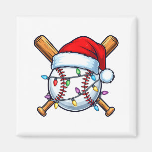 Baseball Christmas Lights Santa Christmas Baseball Magnet