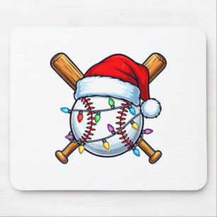 Baseball Christmas Lights Santa Christmas Baseball Mouse Mat