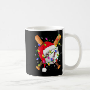 Baseball Christmas Lights Santa Hat Baseball Playe Coffee Mug