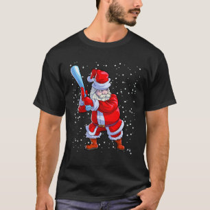 Baseball Christmas Men Boys Softball Santa Claus T-Shirt