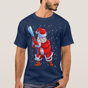 Baseball Christmas Men Boys Softball Santa Claus T-Shirt