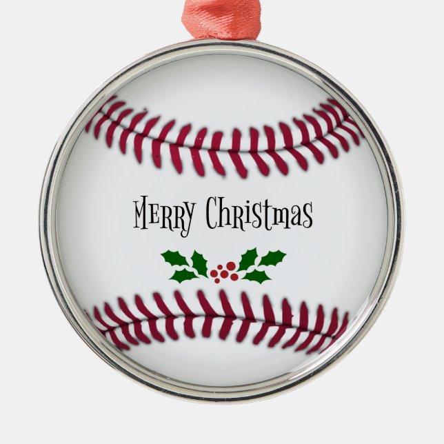 Baseball Christmas Metal Tree Decoration (Front)
