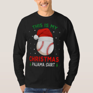 Baseball Christmas Pajama Santa Hat T-Shirt