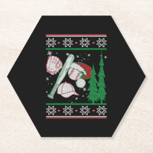 Baseball Christmas Paper Coaster