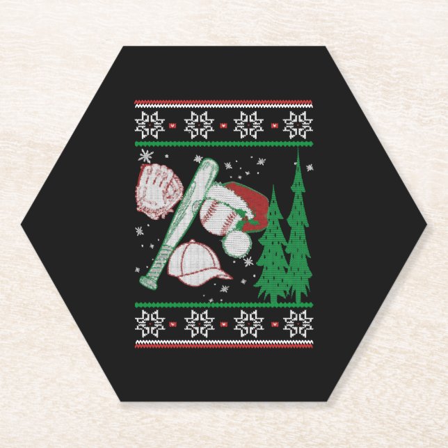 Baseball Christmas  Paper Coaster (Front)