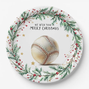 Baseball Christmas  Paper Plate