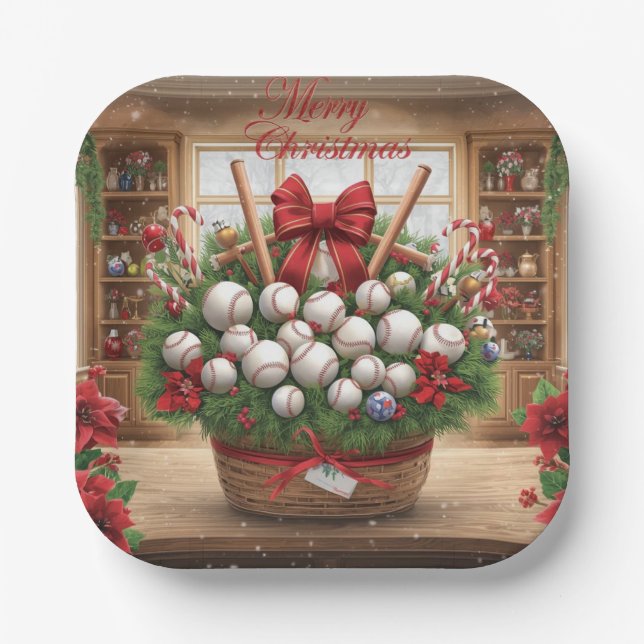 Baseball Christmas  Paper Plate (Front)