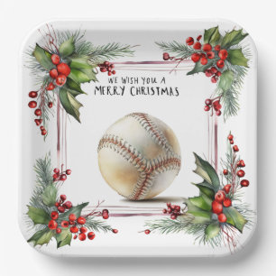 Baseball Christmas  Paper Plate