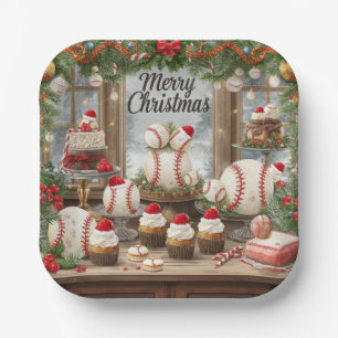 Baseball Christmas Paper Plates