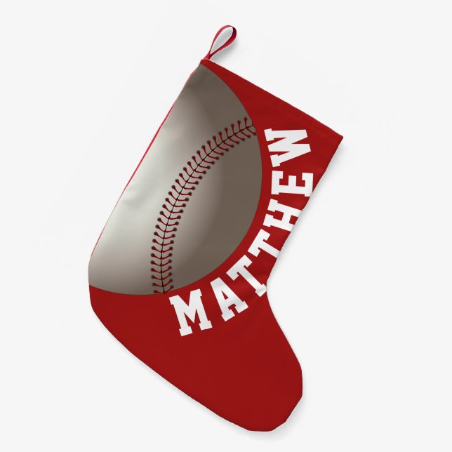 Baseball Christmas Personalised Name Small Christmas Stocking (Front (Hanging))
