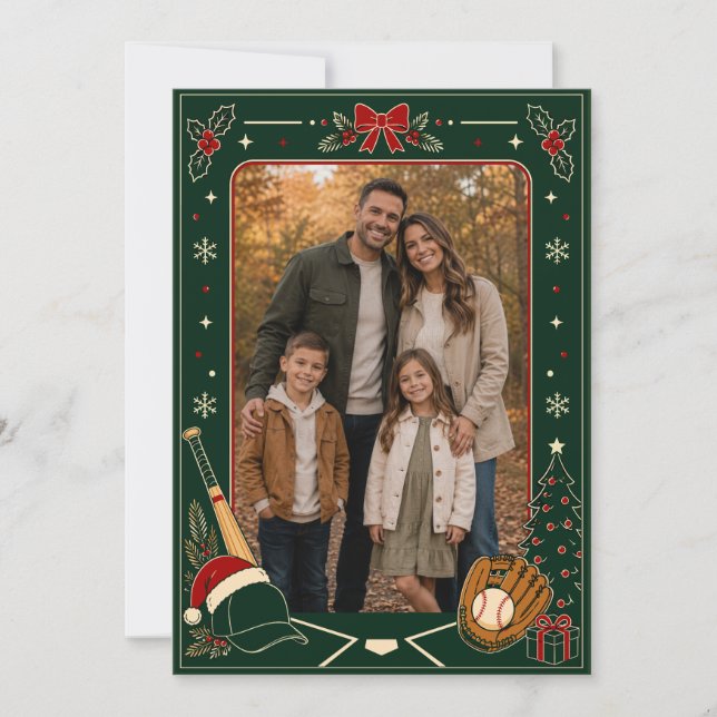 Baseball Christmas Photo Card (Front)