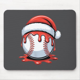 Baseball Christmas Santa Hat Dripng Festive Holida Mouse Mat