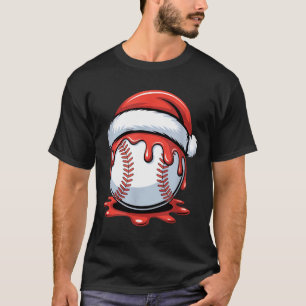 Baseball Christmas Santa Hat Dripng Festive Holida T-Shirt