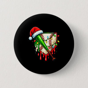 Baseball Christmas Santa Hat Dripng Ice Cream Xmas 6 Cm Round Badge