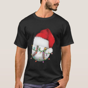 Baseball Christmas Santa Hat Funny Baseball Xmas H T-Shirt