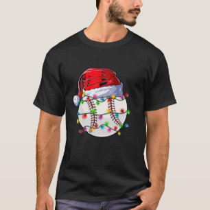 Baseball Christmas Santa Hat Reindeer Funny Baseba T-Shirt
