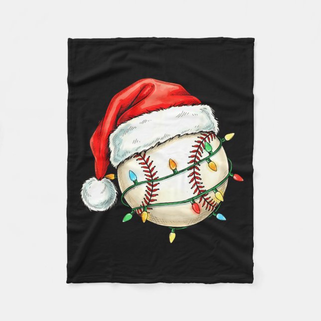 Baseball Christmas Shirt Funny Santa Hat Srt Men K Fleece Blanket (Front)