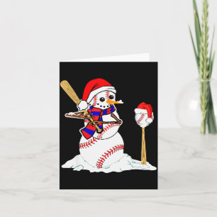 Baseball Christmas Snowman Playing Baseball  Card