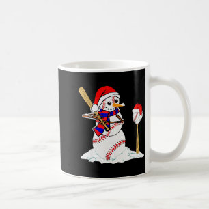 Baseball Christmas Snowman Playing Baseball  Coffee Mug