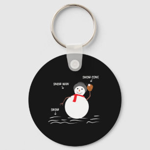 Baseball Christmas Snowman Snow Cone Catch Design Key Ring