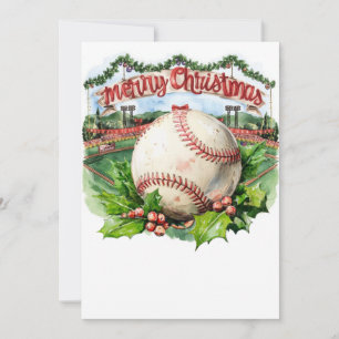 Baseball Christmas themed at stadium  Holiday Card