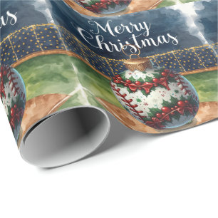 Baseball Christmas themed at stadium Wrapping Paper