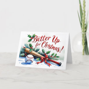 Baseball Christmas themed Batter Up for Christmas! Holiday Card
