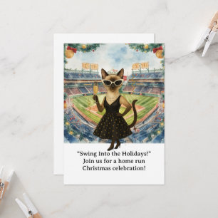 Baseball Christmas themed for Cat lovers Invitation