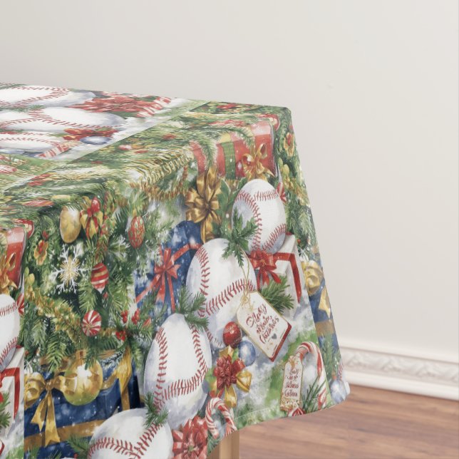 Baseball Christmas themed for player  Tablecloth (In Situ)