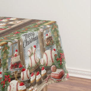 Baseball Christmas themed for player Tablecloth