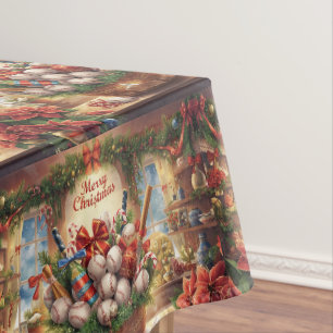 Baseball Christmas themed for player Tablecloth